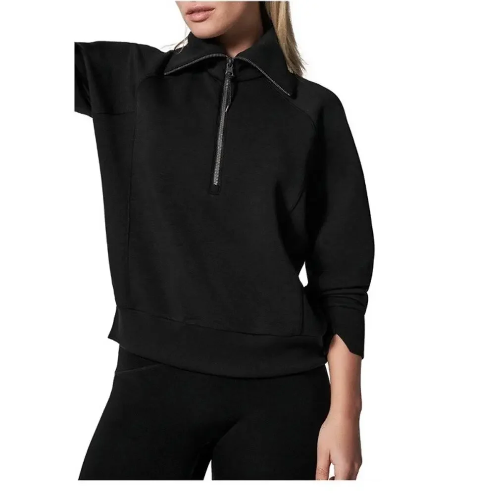 Spanx SPANX® AirEssentials Half Zip Black Sz M NWT $128 Broken Zipper